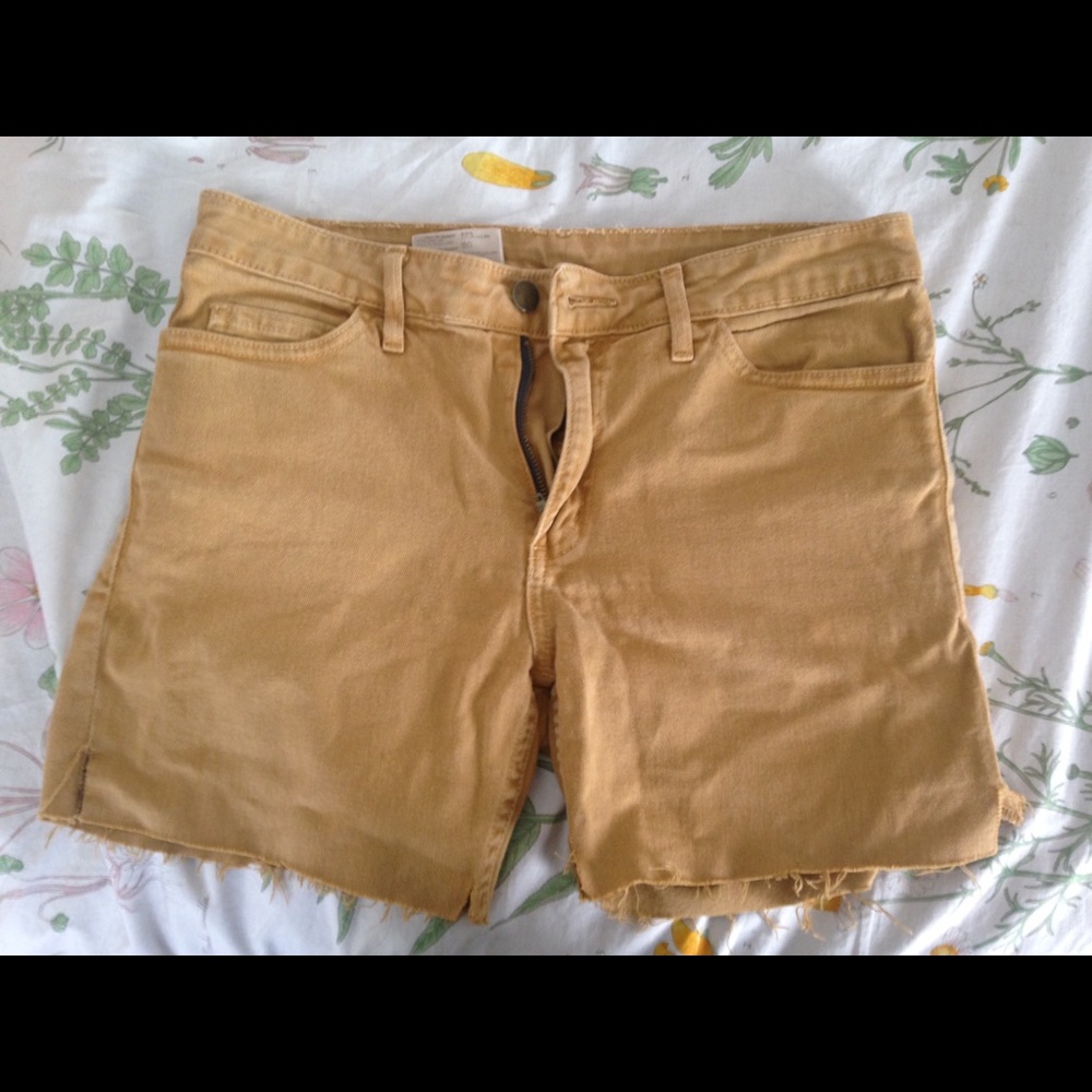 Mustard American Apparel Slim Slack Cut Offs Sz 30