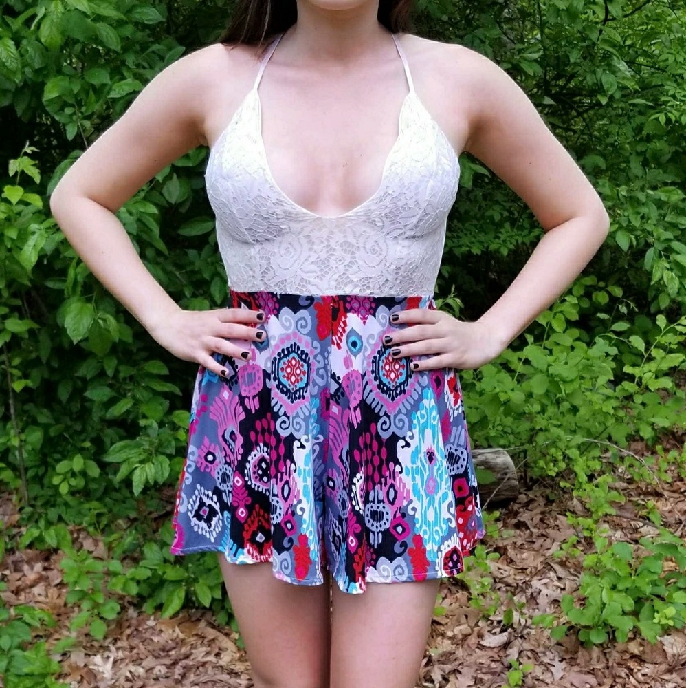 White/Multi Lace Romper