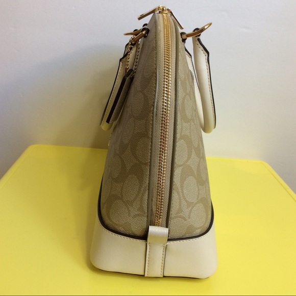 New Coach Signature Sierra Domed Satchel Bag Beige - Picture 2 of 8