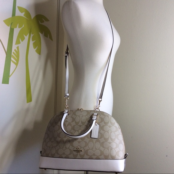 New Coach Signature Sierra Domed Satchel Bag Beige - Picture 4 of 8