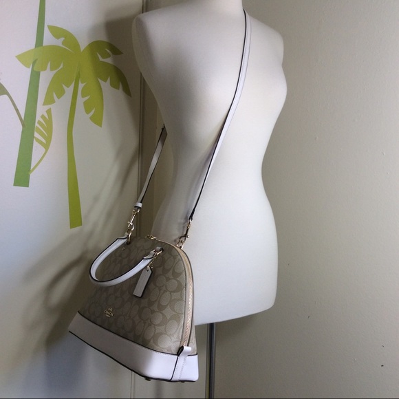 New Coach Signature Sierra Domed Satchel Bag Beige - Picture 5 of 8