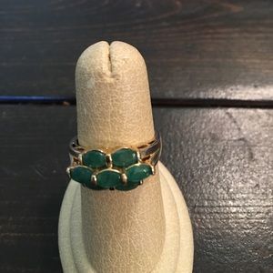 Gold and Green Rhinestone Ring