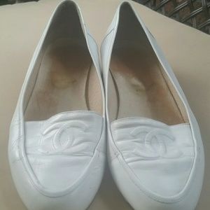 White Chanel Loafers