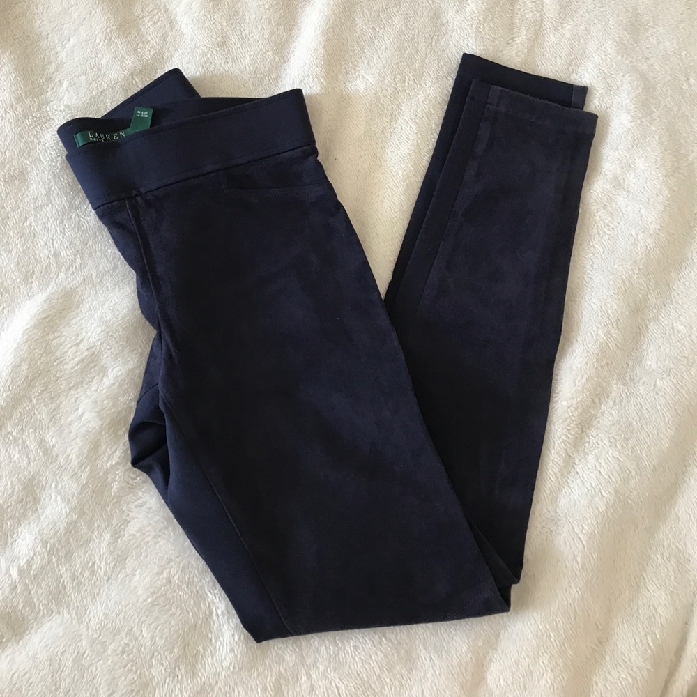 NWOT Navy Contrast Suede Ralph Lauren Pants