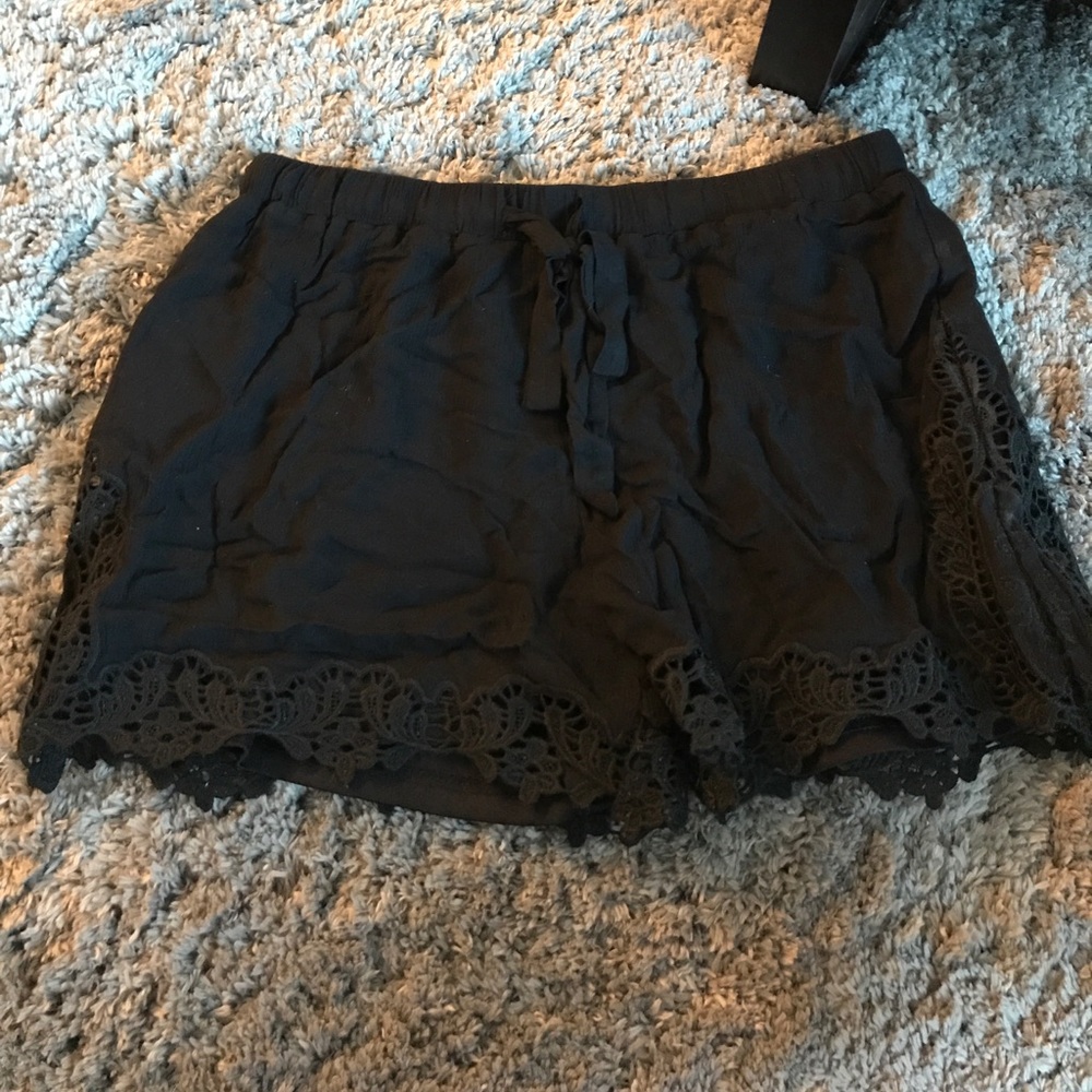 Black lace soft shorts