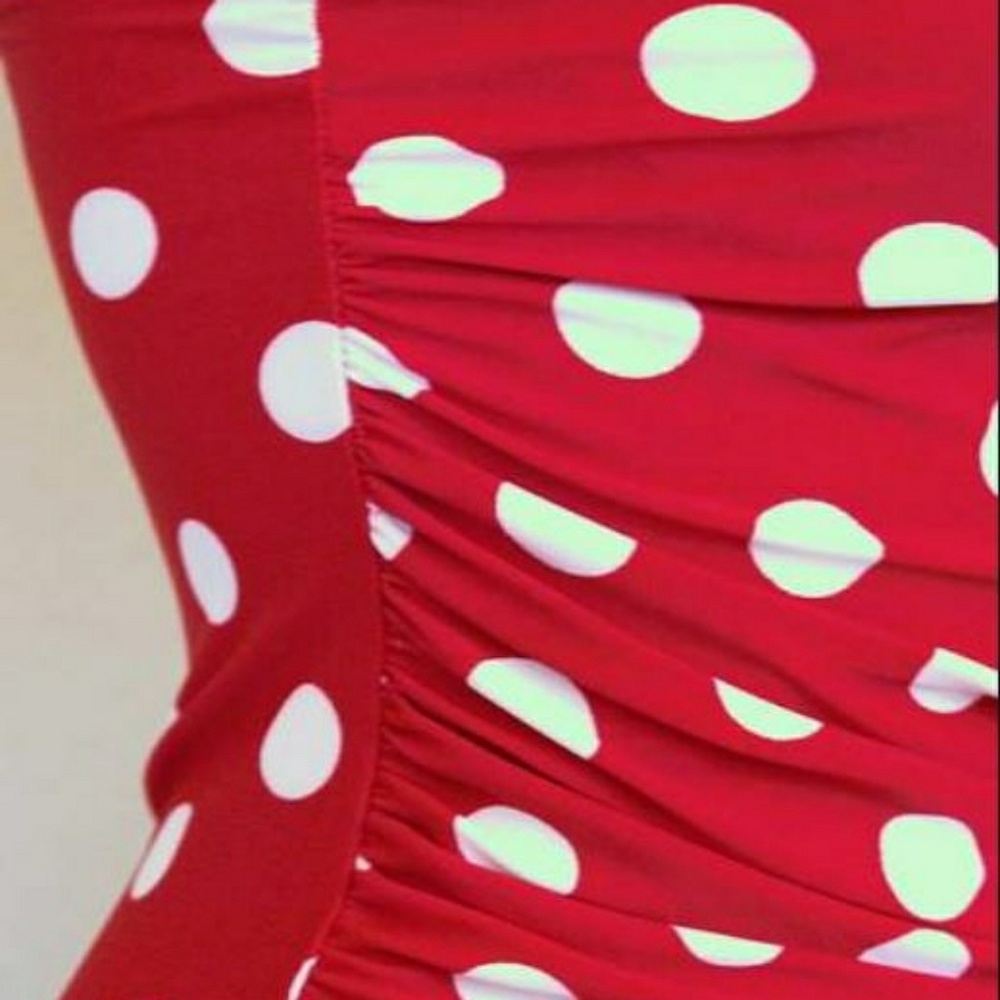 Pin Up Rockabilly One Piece Swimsuit Red Polka Dot - Picture 5 of 5