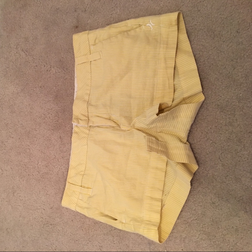 Pastel Yellow pin-striped shorts