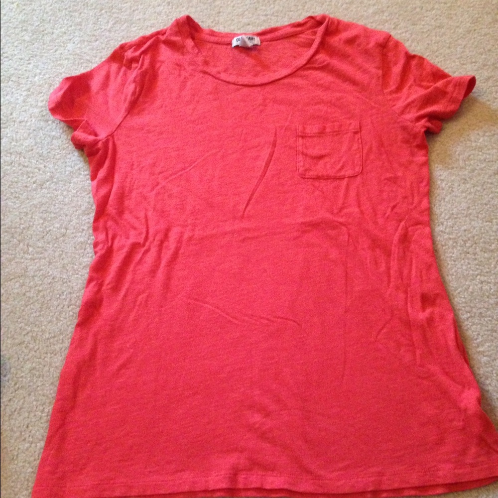 Coral pink pocket tee