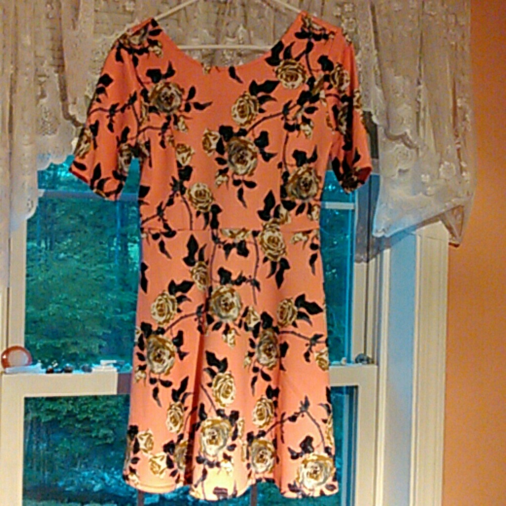 Peach Floral Skater Dress