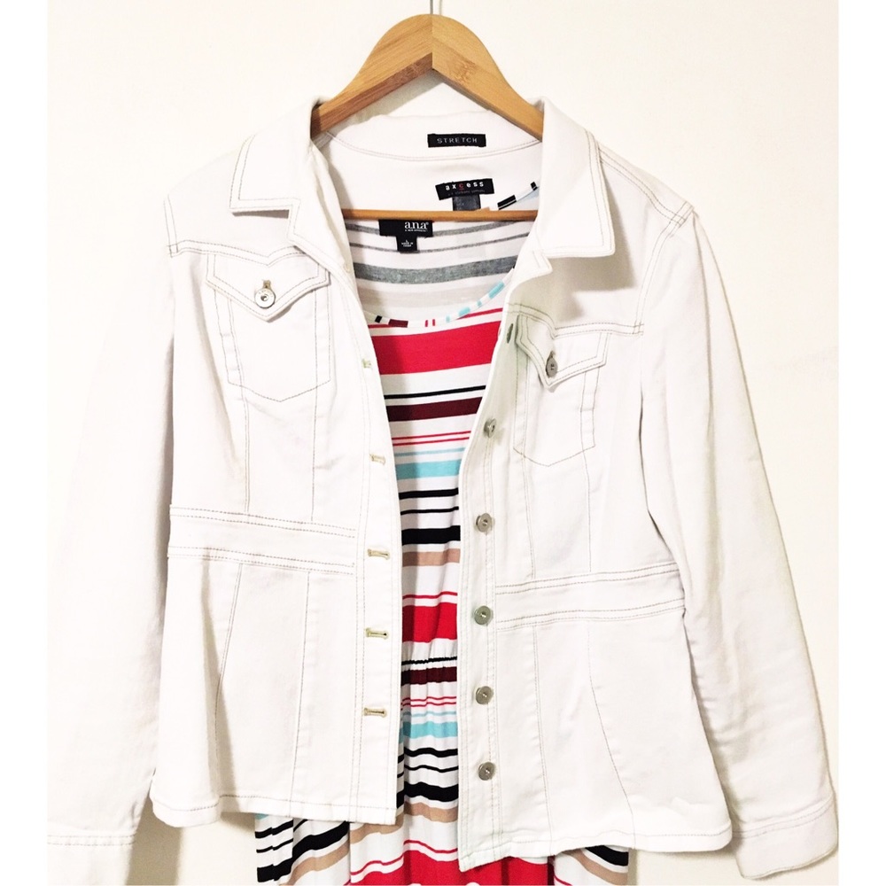 Sold J C Penny White denim jacket (L)