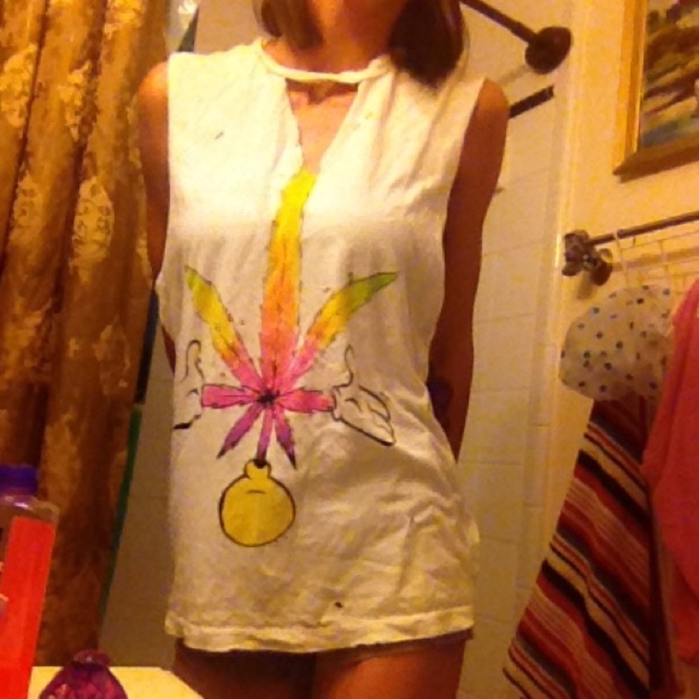 Unif distressed Mary Jane pot leaf muscle tank xs