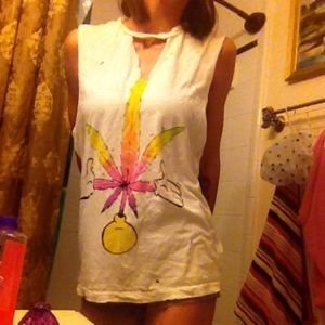 Unif distressed Mary Jane pot leaf muscle tank xs