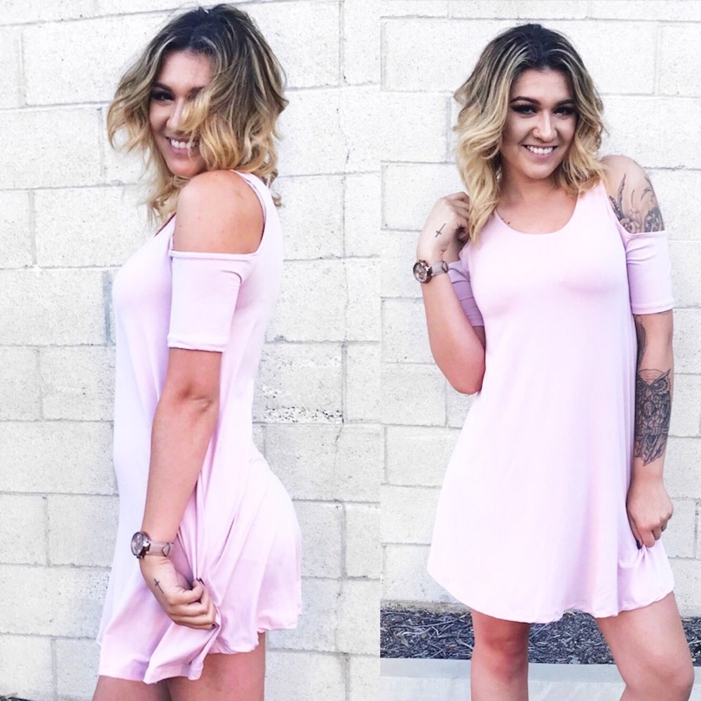 Open Shoulder Dress Pink