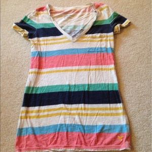 Multi colored striped AEO tee