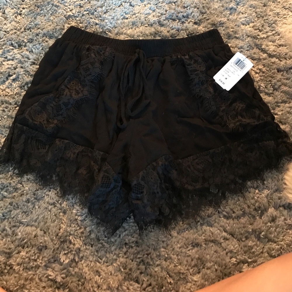 Black lace soft shorts