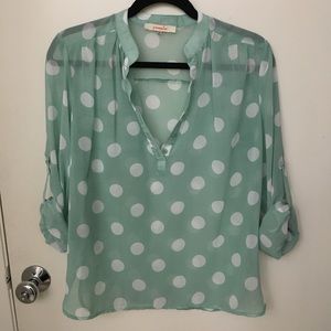 STITCH FIX ITEM! Mint Polka Dot top