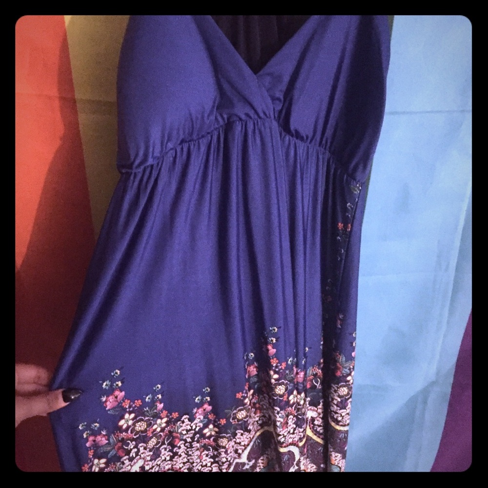 Dark blue silky summer dress