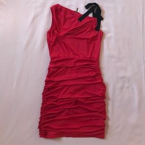 Red ruched Jessica Simpson zipper back dress