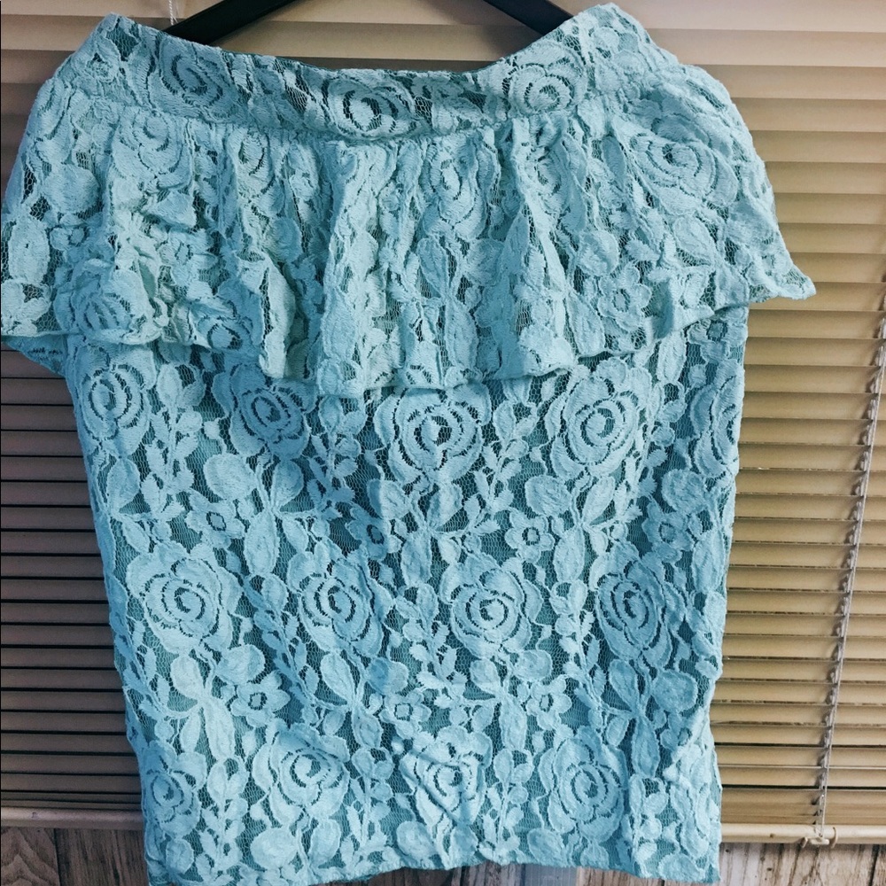 Mint lace pencil skirt 💙