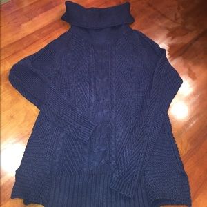 Knit Navy Blue Turtleneck Sweater