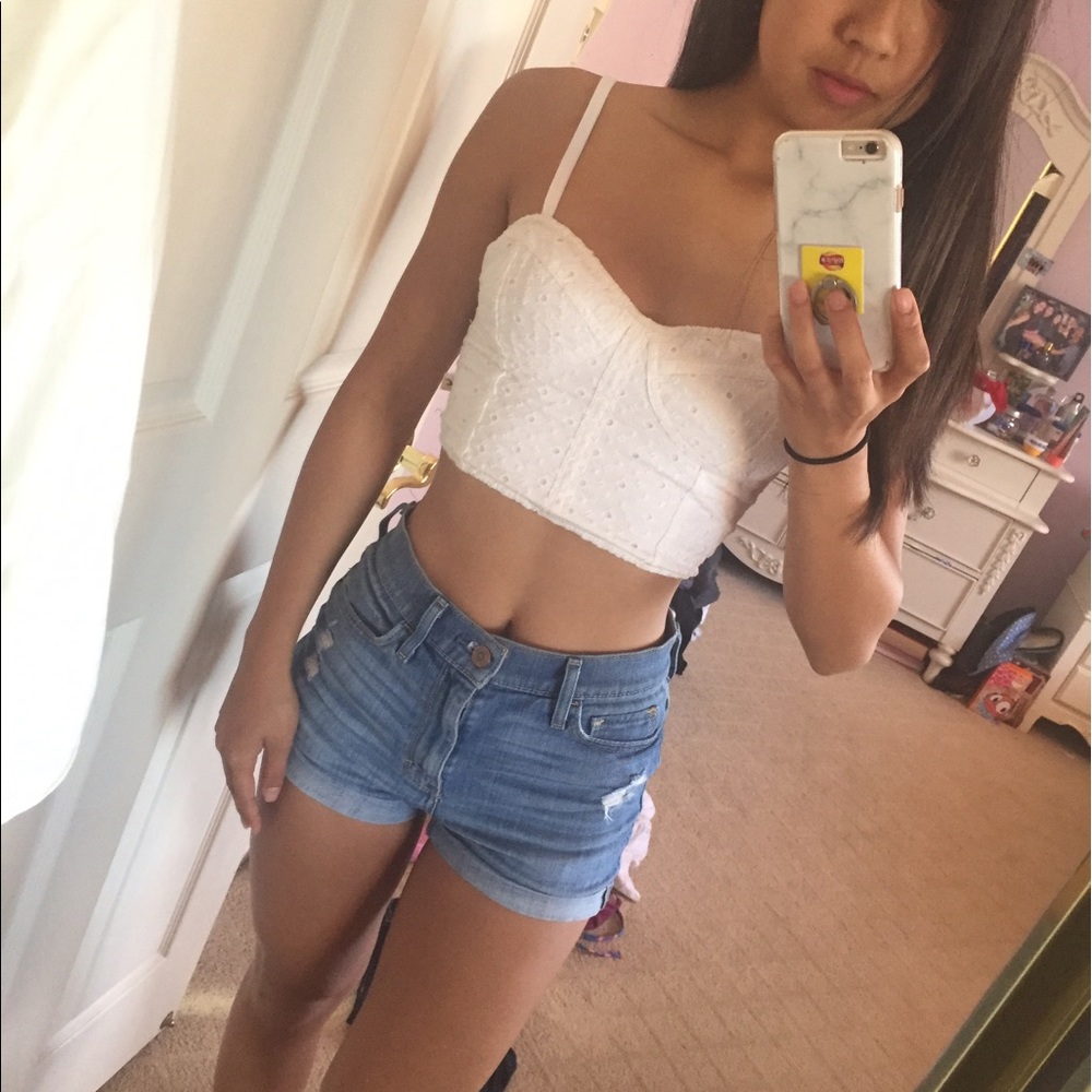 Hollister White Bustier Crop Too