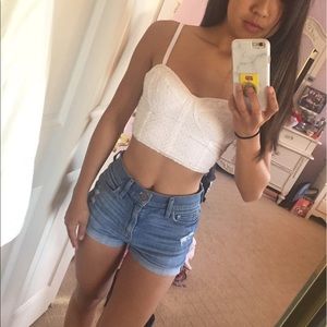Hollister White Bustier Crop Too