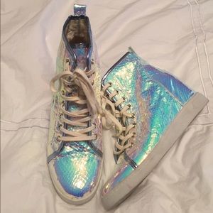 Deena & Ozzy Holographic Wedge Sneakers