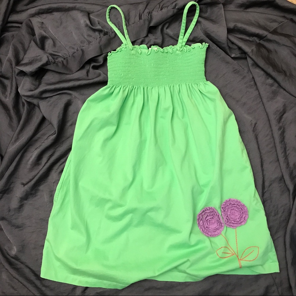 Hanna Andersson Girls Green Flower Sundress 130