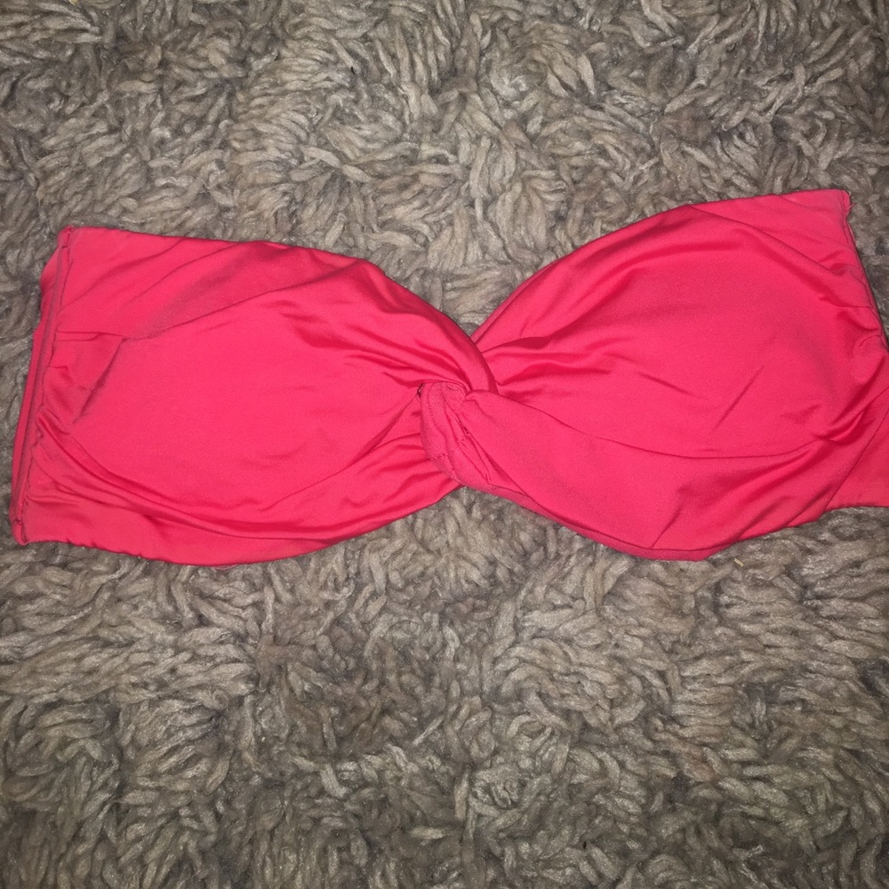 strapless coral bikini top