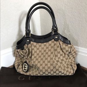 💯 Original GUCCI Monogram Sukey Tote Dark Brown