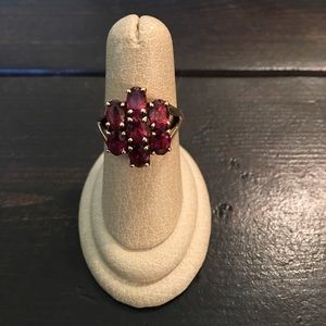Gold and Ruby Rhinestone Ring reserved for Maritza