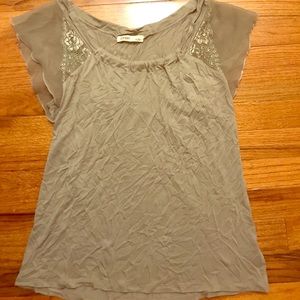 Gray Top with Detailed Sleeves