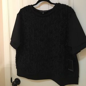 Black floral fabric top