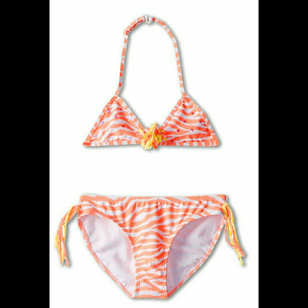 Kate Mack NWT Coral & White 2 pc Swimsuit 14