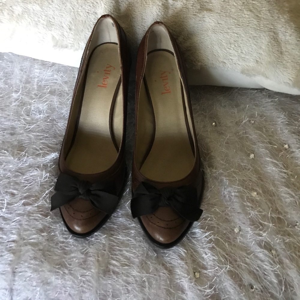 Brown leather loafer style