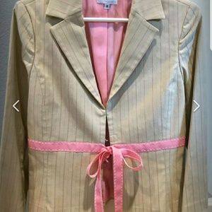 Nordstrom Brand Beige Pink Tie Waist Blazer Jacket