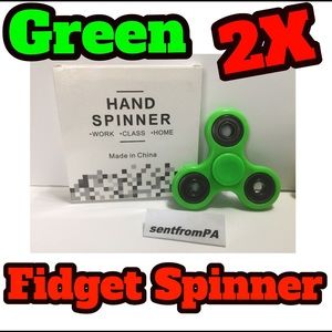 GREEN Fidget Spinners TWO PACK Hand Spinners EDC