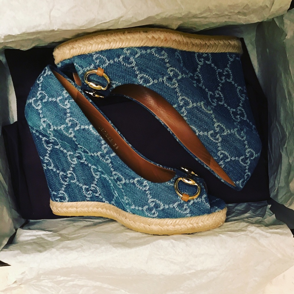 Gucci Denin GG Wedges
