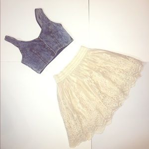 Denim wash tank crop top