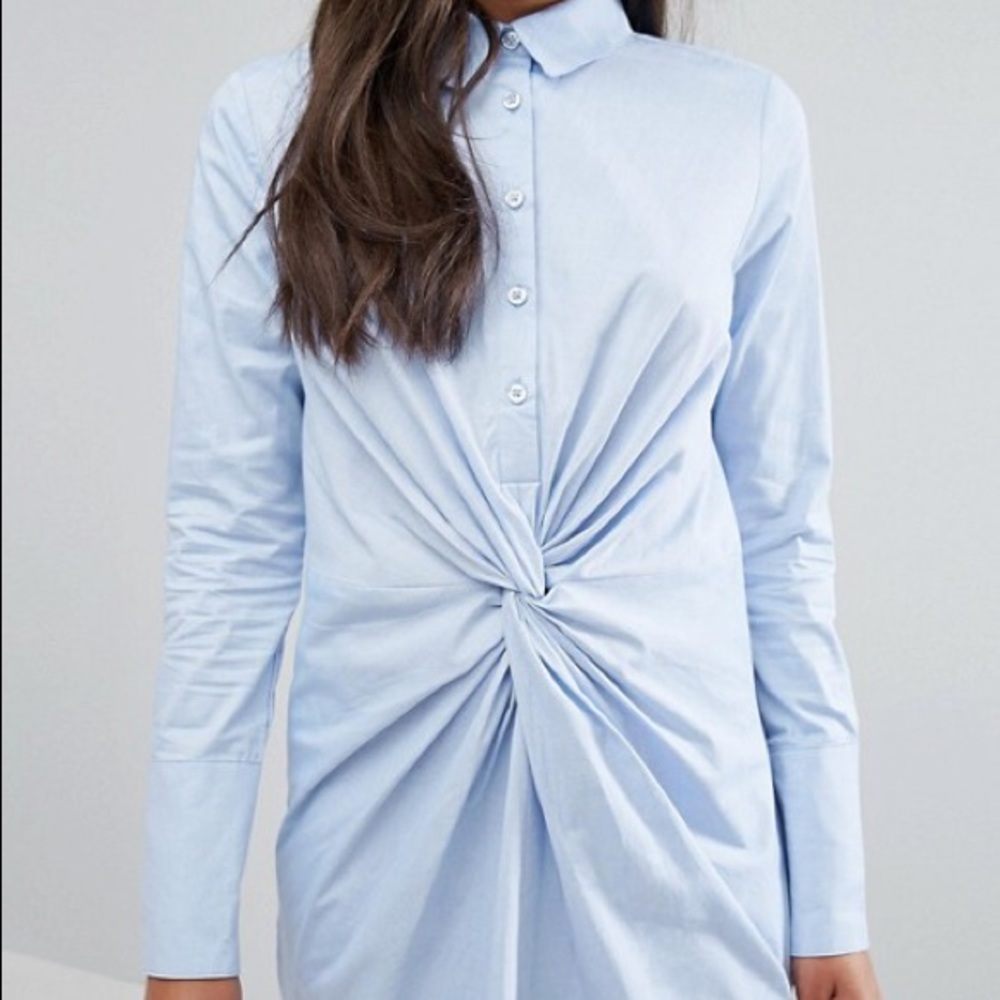 Lavish Alice twist-front shirt dress, M like new.