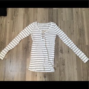 Striped Tie Up Abercrombie Long Sleeve