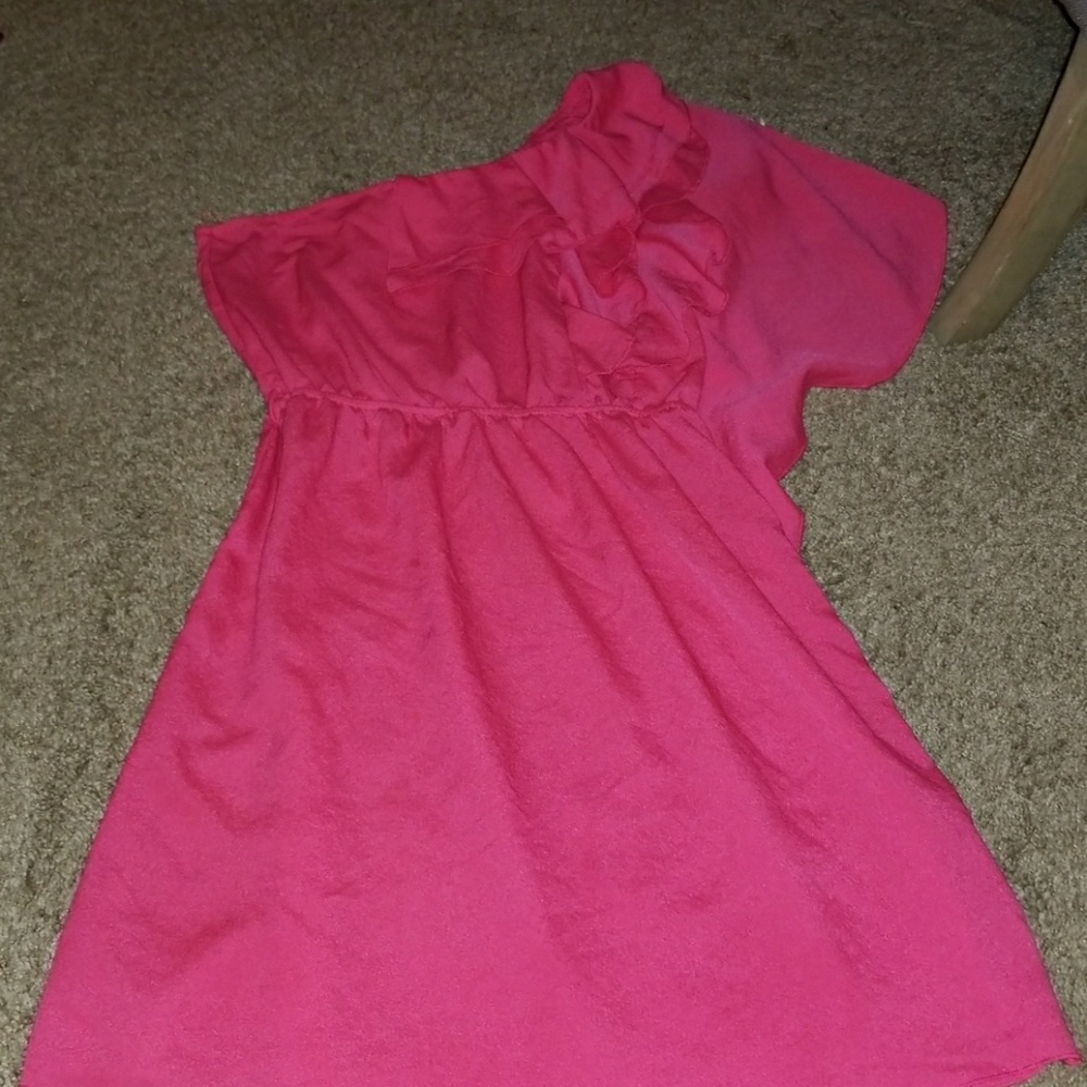 One shoulder pink dress