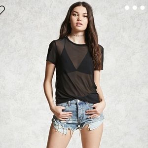 Forever 21 Sheer Mesh Tee
