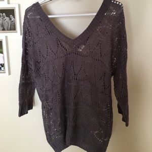 Crocheted Frenchi V-Neck Sweater Top
