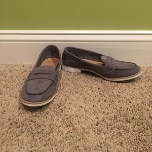 Grey suede loafers