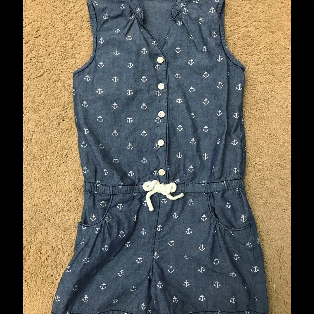 Gymboree Girls Anchor Romper - Button-down Blue 7