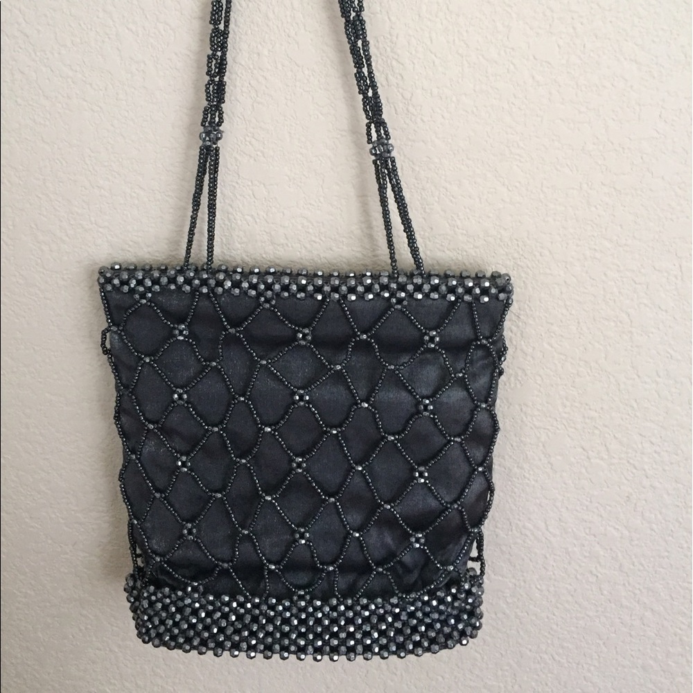 Charcoal gray beaded purse