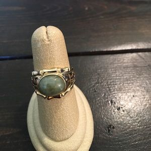Gold and Green Rhinestone Ring