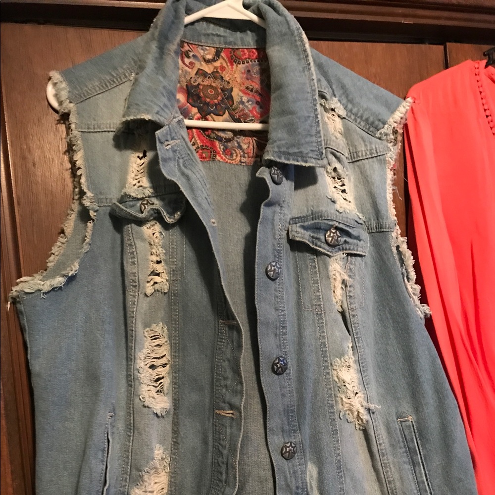 Blue jean distressed vest!!!