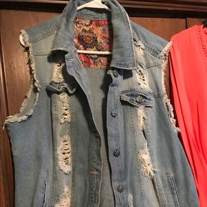 Blue jean distressed vest!!!
